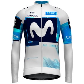 Wielershirt 2025 Movistar Team Lange Mouw Blauw